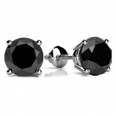 3.00 ct Round Cut Black Diamond Studs Earrings 14kt White Gold 3.00 ct Round Cut Black Diamond Studs Earrings 14kt White Gold
